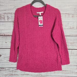 Seven7 Hot Pink Sweater Sm Popcorn Chenille Knobby Knit Soft Comfy Cozycore NWT